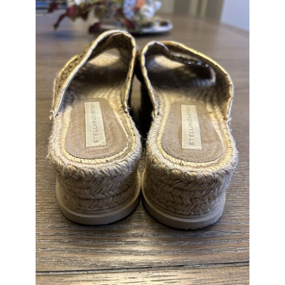 Stella McCartney Gold Wicker Crisscross Platform Espadrille Sandals EU 38 - Picture 5 of 10